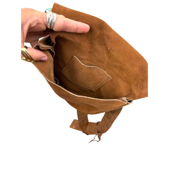 Vintage handmade brown suede small bag - Picture 3 of 5
